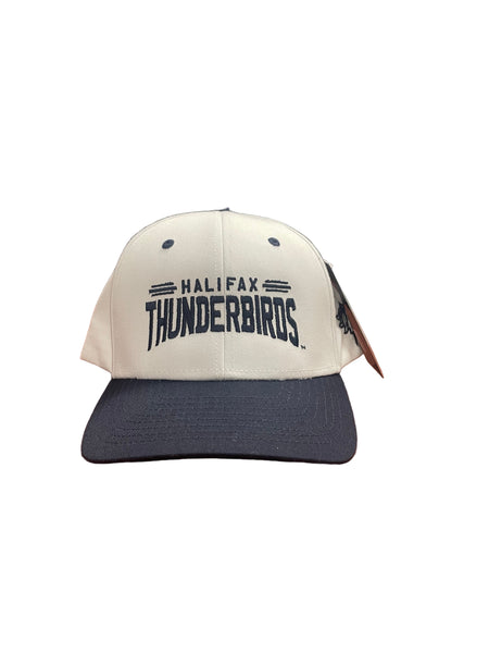 "Halifax Thunderbirds" White hat with Navy Brim