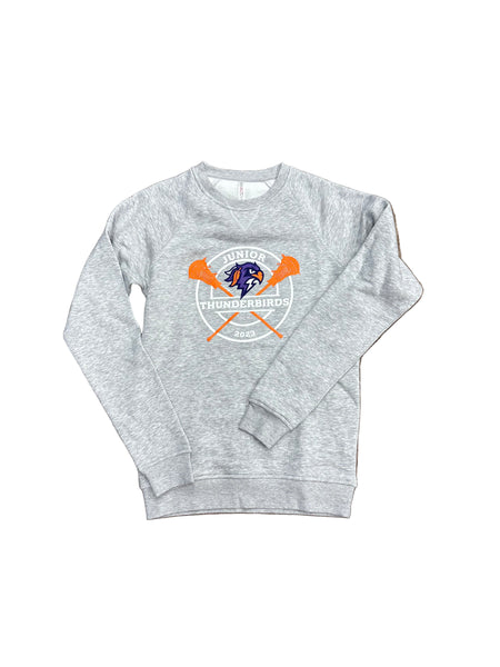 Grey "JR Thunderbirds" Lacrosse Adult Crew Neck
